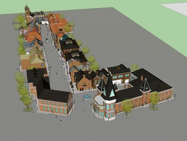 Sketchup Business Model | Multi story Commercial Street, British Classical Style