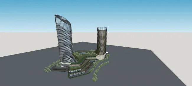 Sketchup Office Model | High rise office building, hotel, commercial podium, modern style