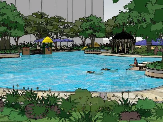 Sketchup Landscape Model | Swimming Pool Landscape, Classical Style