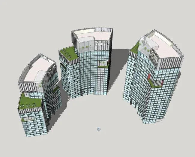 Sketchup Office Model | High rise curved office building, modern style, office building