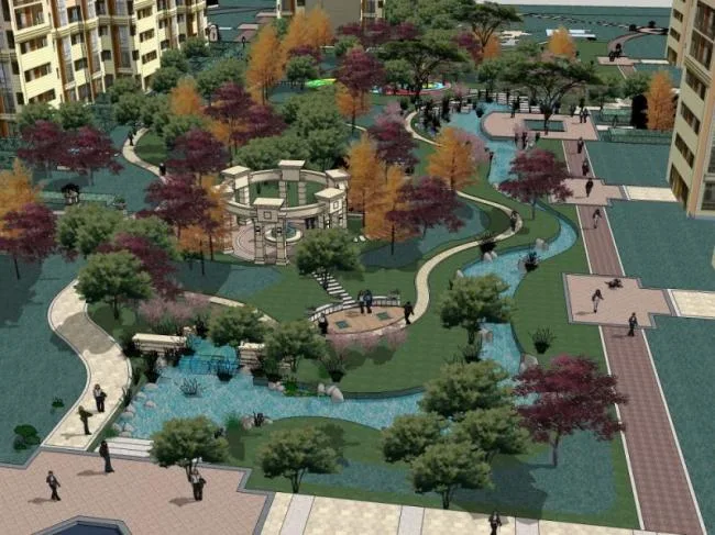 Sketchup Landscape Model | Community Landscape, Residential Landscape, Classical Style