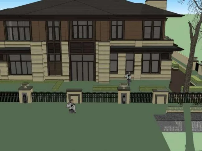 Sketchup Villa Model | Single Family Villa, Classical Style