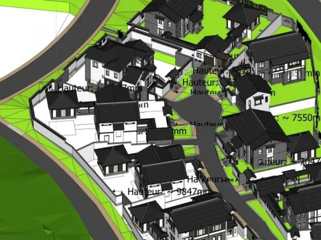 Sketchup Villa Model | Villa Cluster, Chinese Style