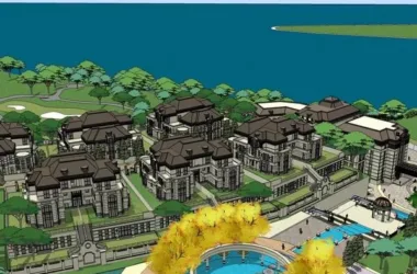 SketchUp Residential Model: 28-Story Classical High-Rise with Villas, Commercial Ground Floor, and Park-BIM WORLD
