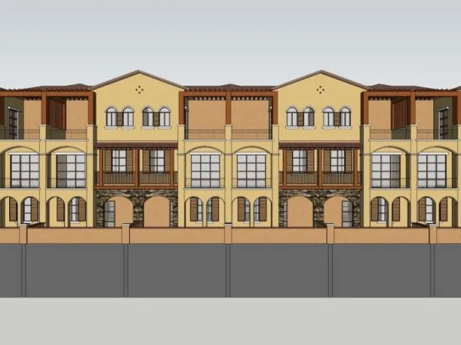 Classical Style Row House Residential Model in SketchUp
