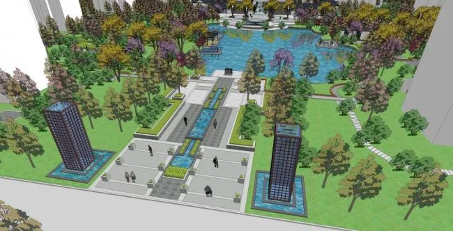 Sketchup Residential Model | Multi story Residential Complex, Modern Style, 11 Floors