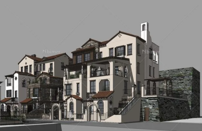 Sketchup Residential Model | Small and Tall Residential Buildings, British Classical Style, Residential Architecture