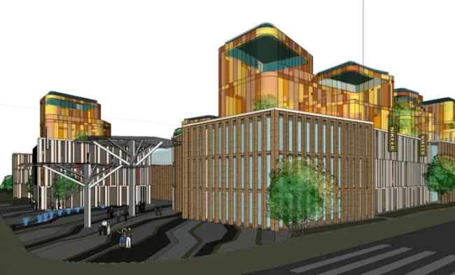 Sketchup Business Model | Multi story Commercial Street, Modern Style