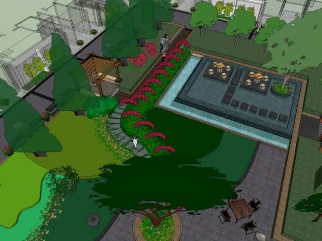 Sketchup Landscape Model | Community Landscape, Modern Style