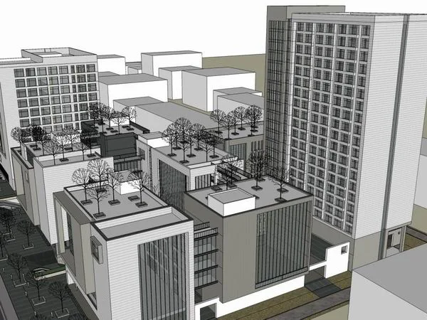 Modern High-Rise Office Building Model in SketchUp