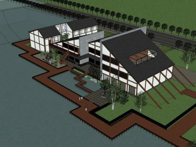 Sketchup Business Model | Japanese style clubhouse, modern style