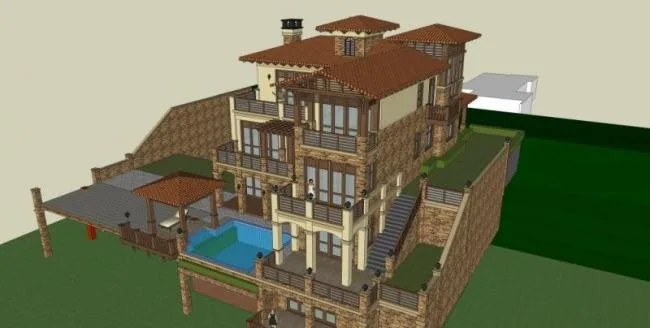 Sketchup Villa Model | Stacked Villa, European Style