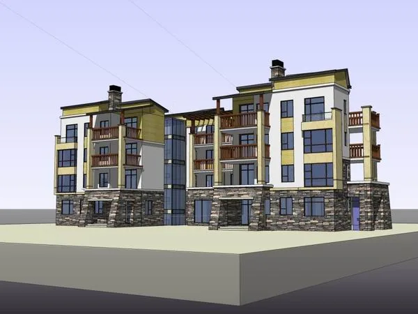 Sketchup Villa Model | Multi story townhouse, modern style