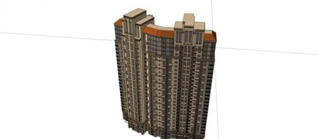 Sketchup Residential Model | Super high-rise residential building, residential architecture, classical style, Spanish style