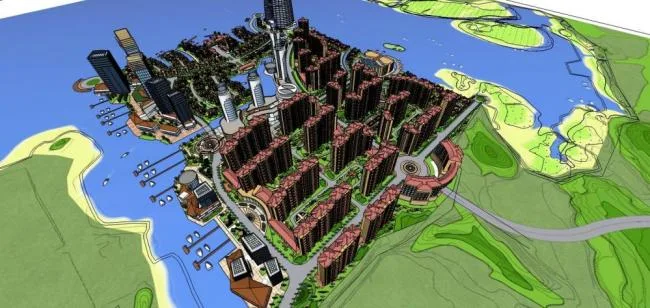 Sketchup Planning Model | Large Urban Planning Buildings, High rise Residential Buildings, European Style