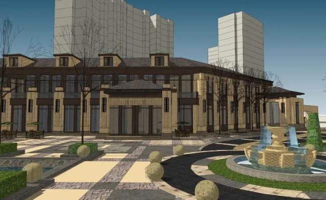 Sketchup Business Model | Multi story Sales Center, Commercial Building, European Classical Style