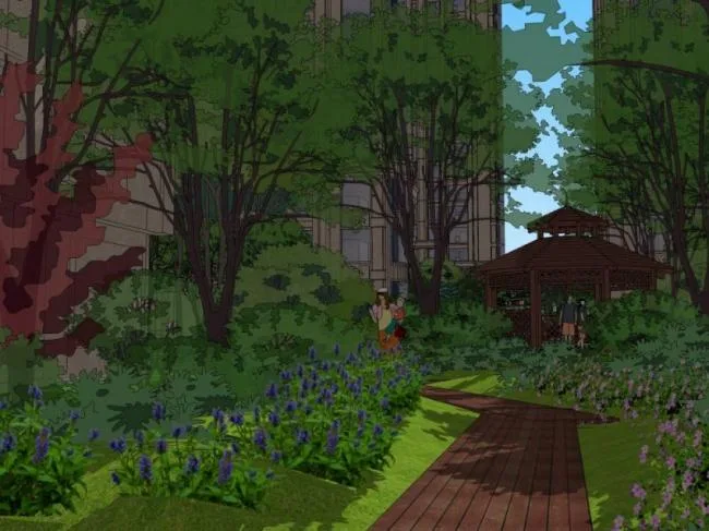 Sketchup Landscape Model | Landscape of High rise Residential Communities, Classical Style