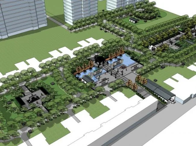 Sketchup Landscape Model | Community Landscape, Residential Landscape, New Chinese Style
