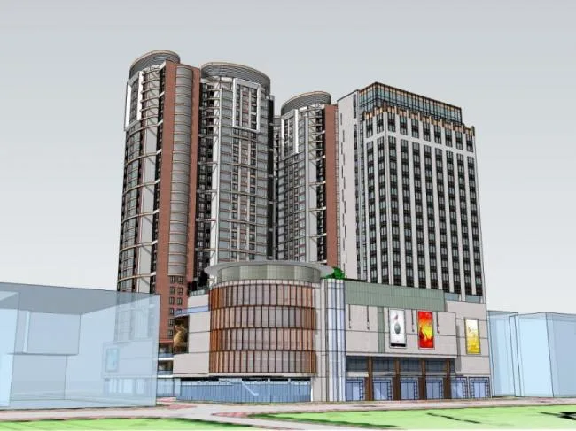 Sketchup Complex Model | Super high-rise commercial complex, residential, office, modern style
