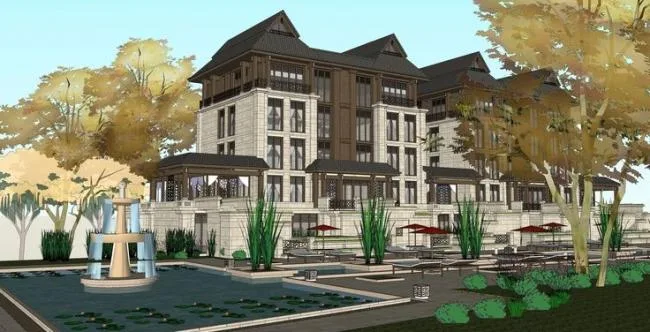 Sketchup Villa Model | Stacked Villa, Residential Design, Clubhouse, Resort Center, Southeast Asian Style, Landscape Design
