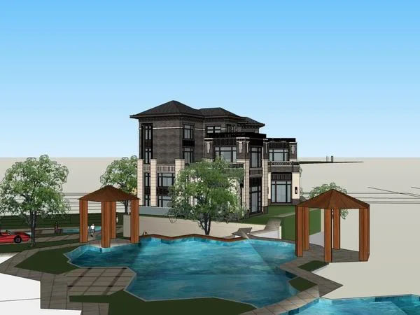 Sketchup Villa Model | Twin Villa, Classical Style