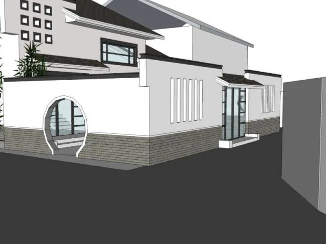 SketchUp Business Model: Multi-Story Clubhouse in Oriental Neoclassical Style