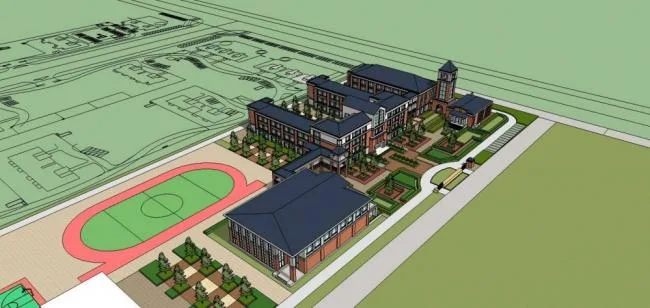 European-Style Multi-Story Elementary School Campus | Classical Educational Architecture in SketchUp