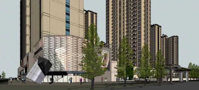 Sketchup Residential Model | High rise Residential Buildings, Comprehensive Communities, Ground Floor Commercial Buildings, Residential Buildings, Neoclassical Style