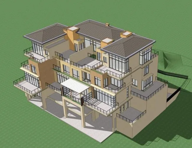 Sketchup Villa Model | Twin Villa, Stacked Villa, Modern Style
