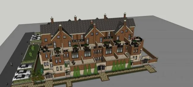 Sketchup Villa Model | Row Villa, British, Classical Style