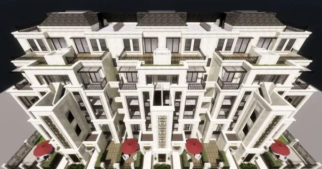 Sketchup Villa Model | French style townhouse, multi story garden villa, classical style