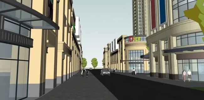 Sketchup Residential Model | High rise residential, mixed use building, ground floor commercial, modern style, simple European, residential building