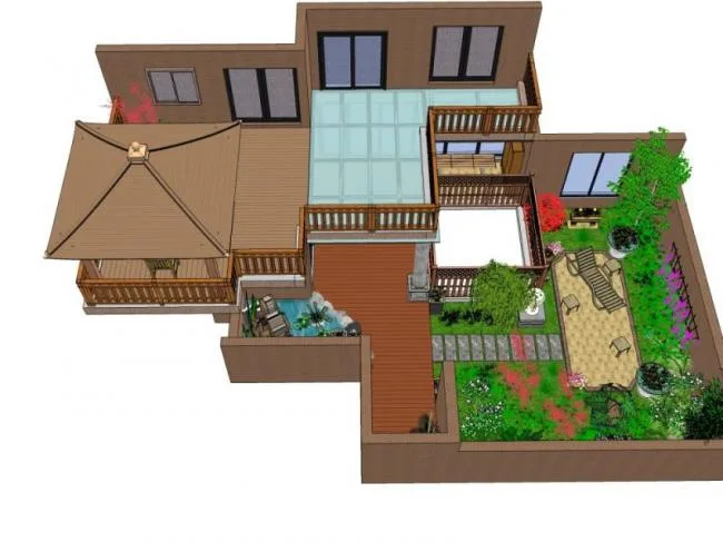Sketchup Landscape Model | Courtyard Garden Landscape, Chinese Style