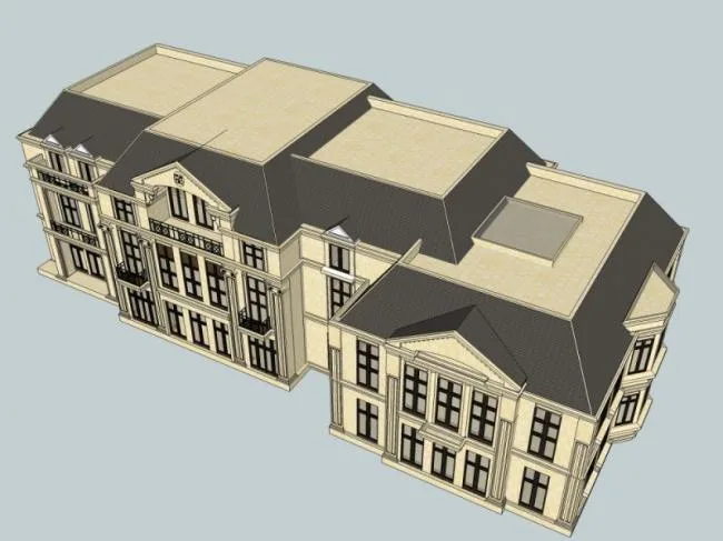 Sketchup Residential Model | Multi story Residence, European Classical Style