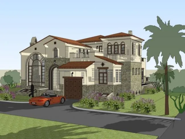 Sketchup Villa Model | Single Family Villa, Spanish Style