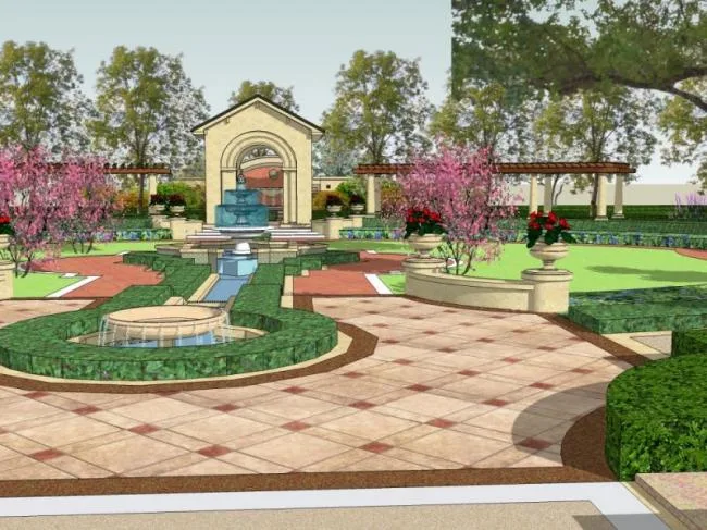 Sketchup Landscape Model | Square Landscape, European Style, Classical Style