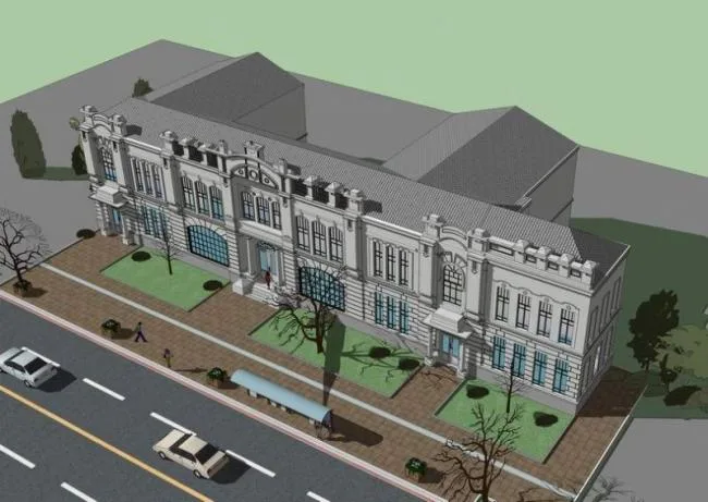European Classical Multi-Story Kindergarten and Primary School Model in SketchUp