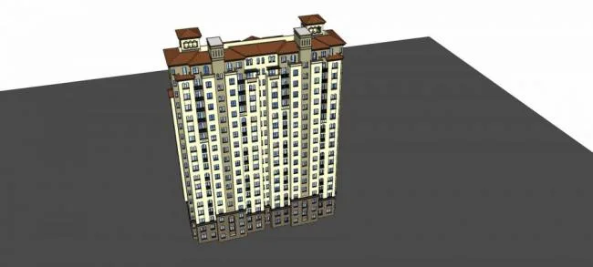 Sketchup Residential Model | High rise residential buildings, residential buildings, European style, Spanish style, classical style