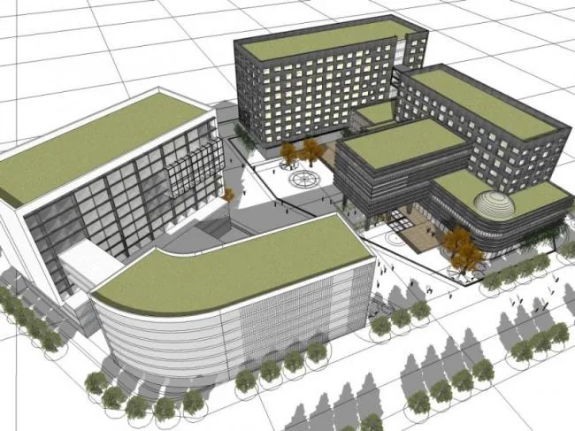 Modern Multi-Story Hotel Model in SketchUp