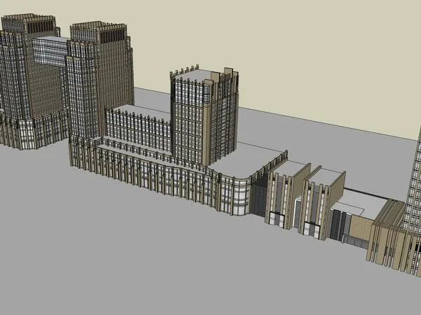 Sketchup Office Model | High rise office building, office building, street side commercial, European classical style