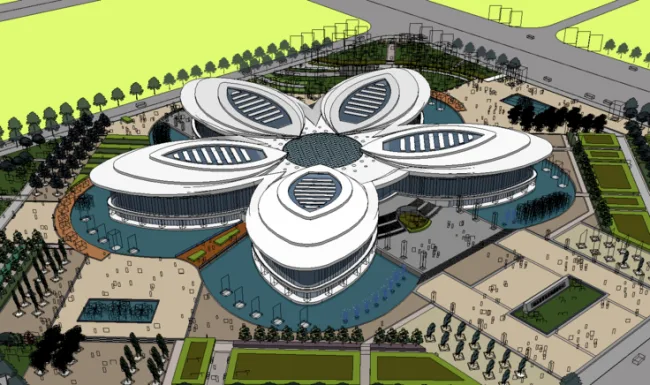 Sketchup Cultural Model | Multi story Dangshan County Citizen Cultural Activity Center, modern style