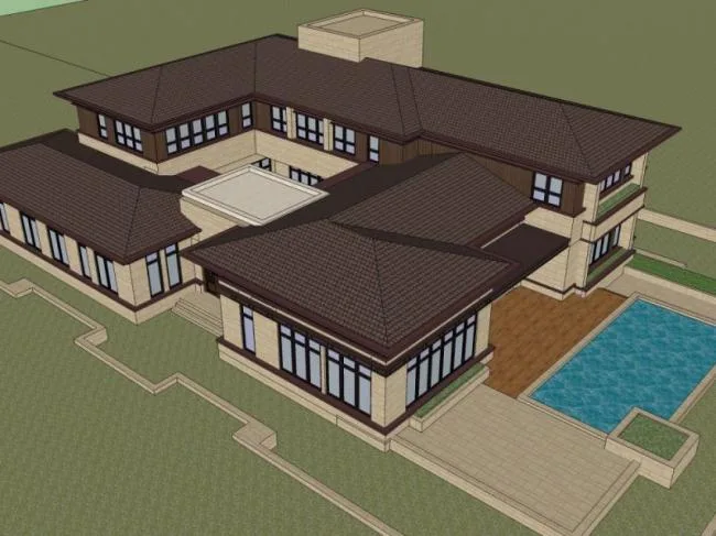 Sketchup Villa Model | Solo Villa, Modern Chinese Style