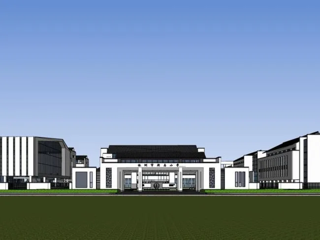 Sketchup School Model | Multi story School, Campus, Educational Architecture, New Chinese Style