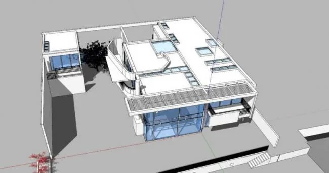 Sketchup Villa Model | California Beach Villa, White Pie Richard Mayer, modern style