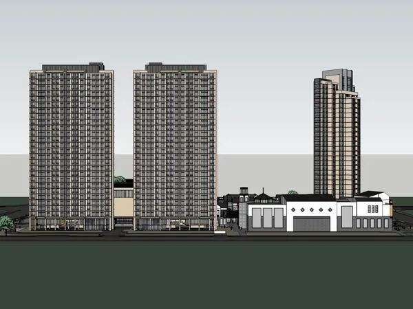 Sketchup Complex Model | Multi story High rise Complex, Office Building, Commercial, Residential, Apartment, Modern Style