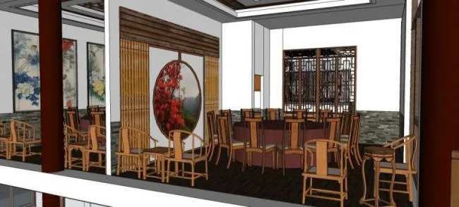 SketchUp Business Model: Modern Multi-Story Hotel and Restaurant Design