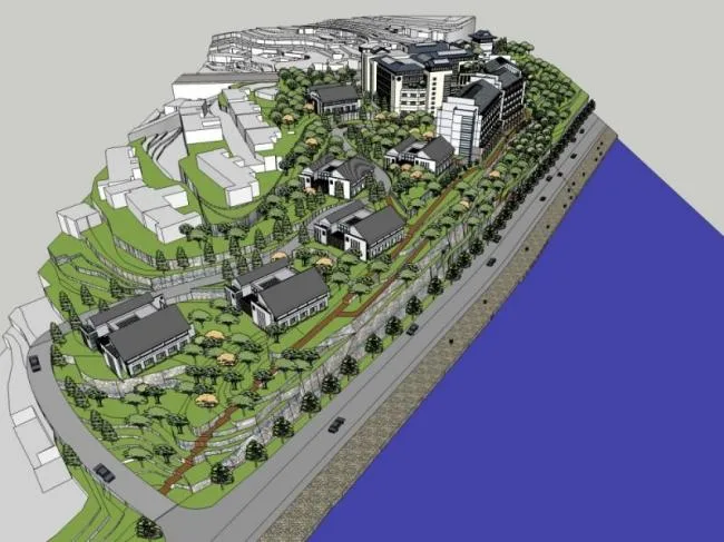 Modern Chinese Style Stacked Villa and Multi-Story Hotel SketchUp Model