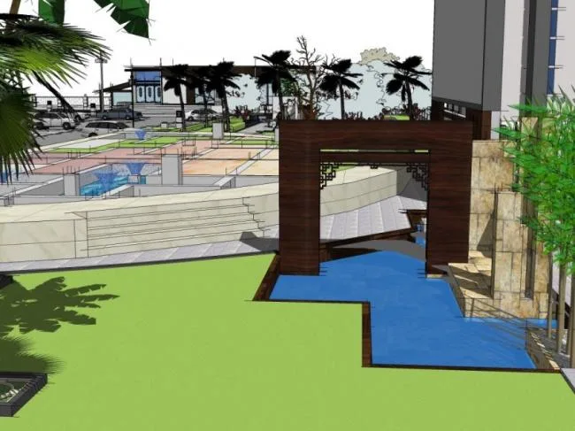 SketchUp Landscape Designs: Square Gardens, Parking Lots, and Modern Chinese Style