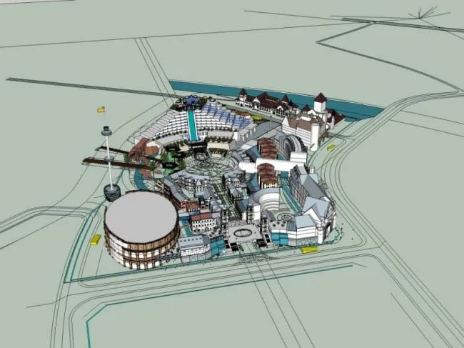 Classical Multi-Story Resort Hotel Model in SketchUp