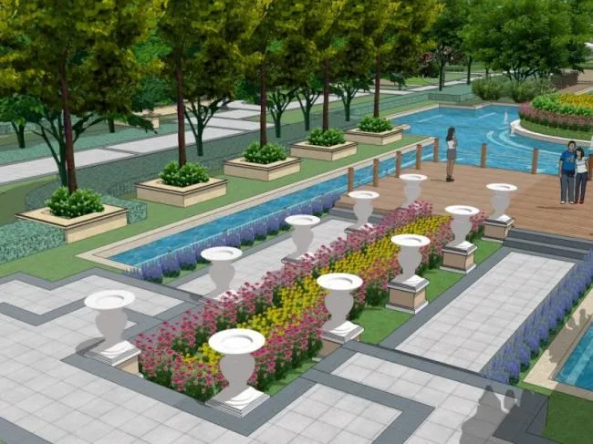 Sketchup Landscape Model | Community Landscape, Residential Landscape, Classical Style